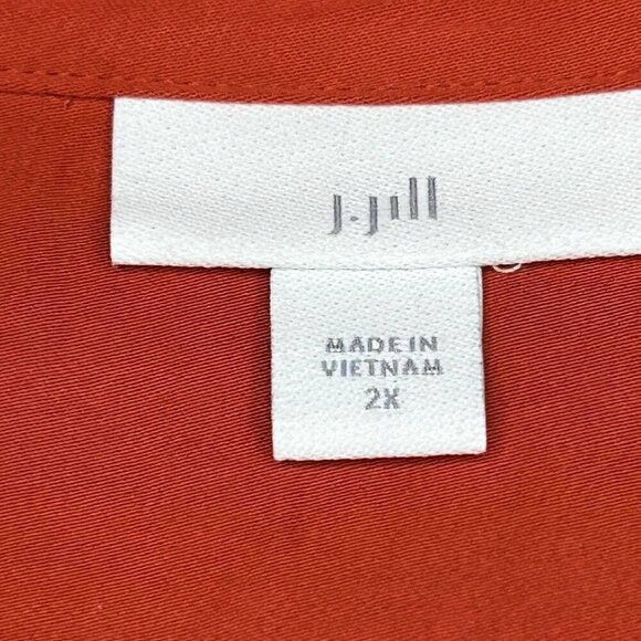 J Jill Top Rust 2X Soft Luxe Button-Front Shirt Intense Rust Flowy Office Classy - Picture 5 of 13